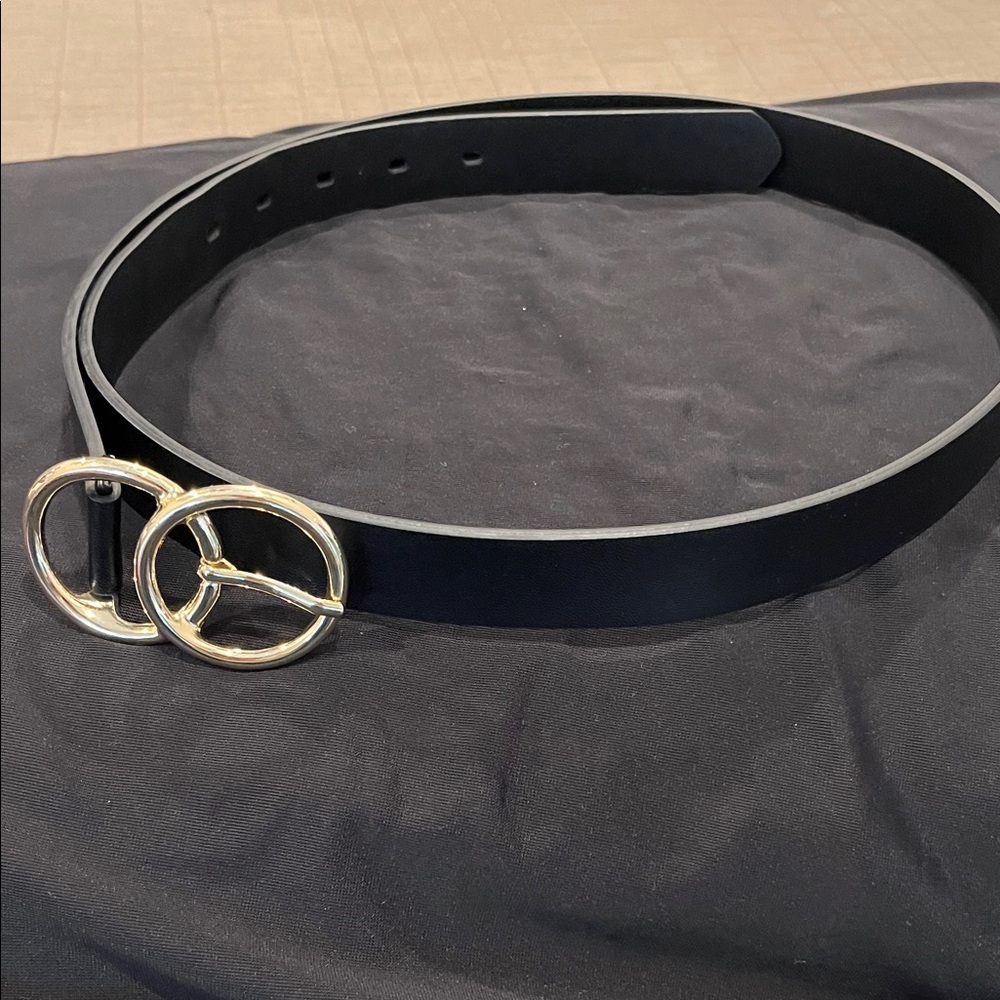 Elegant Black Belt with Gold Buckle